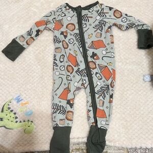 Caden Lane Forest Adventure Footie - Green and Orange